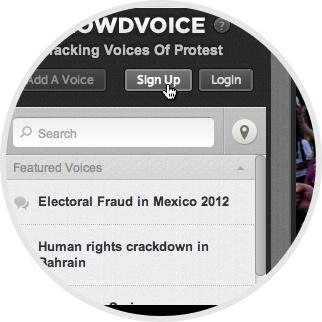 Crowdvoice - Click on “Sign-Up” to create your account image