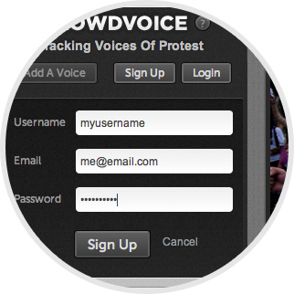 Crowdvoice - Enter a valid email address and choose your password image
